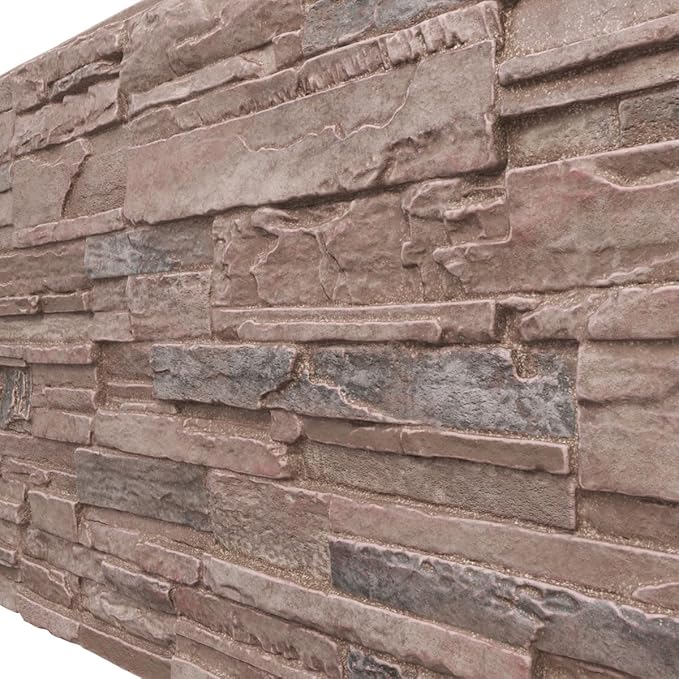 EverStone Cascade Faux Stone Panel, 48 5/8"W x 24 3/4"H x 1 1/4"D, Shasta Color