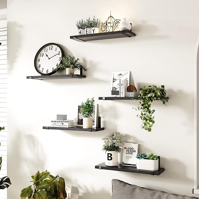 Fixwal Wall Shelves, Width 4.7 Inches Black Floating Shelves