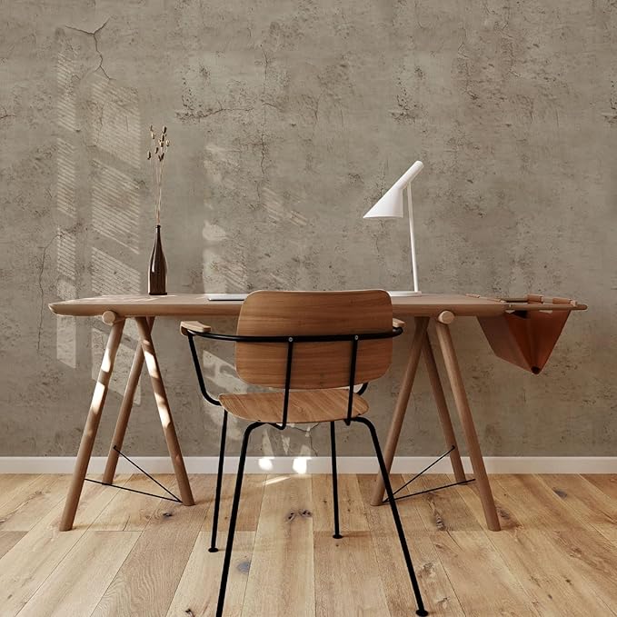 Beige Concrete Wallpaper 15.9in X 720in, Cement Contact Paper 3D Matte Textured