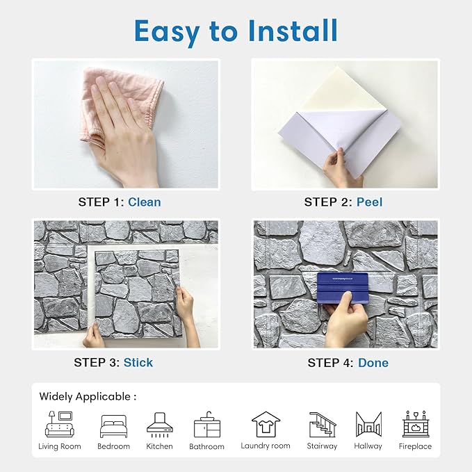 COMSTICKC 3D Faux Stone Wall Panel Peel and Stick Wall Tiles, Ultra-Light Thin