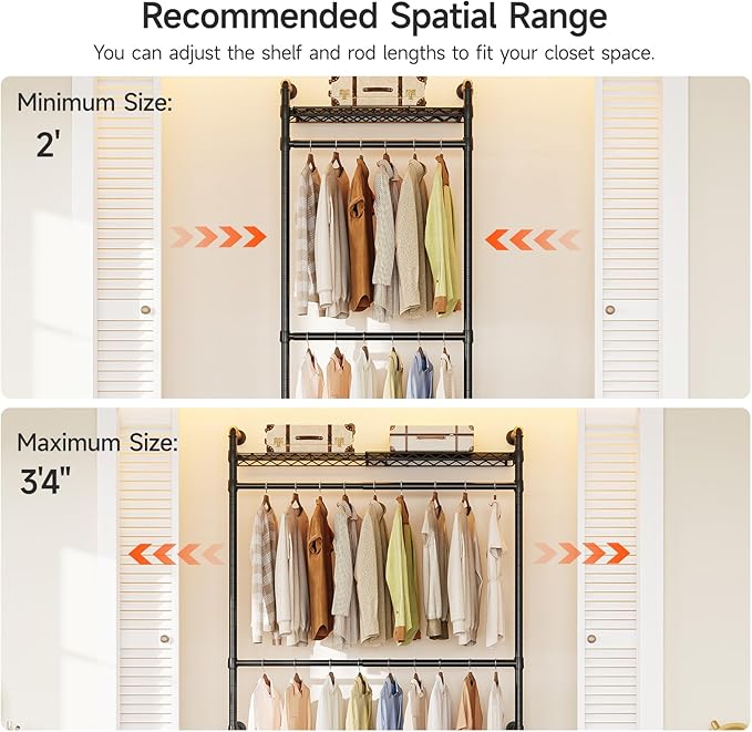 ONBRILL H1 Plus Expandable Wall Mounted Closet System, 2FT-3.3FT Closet