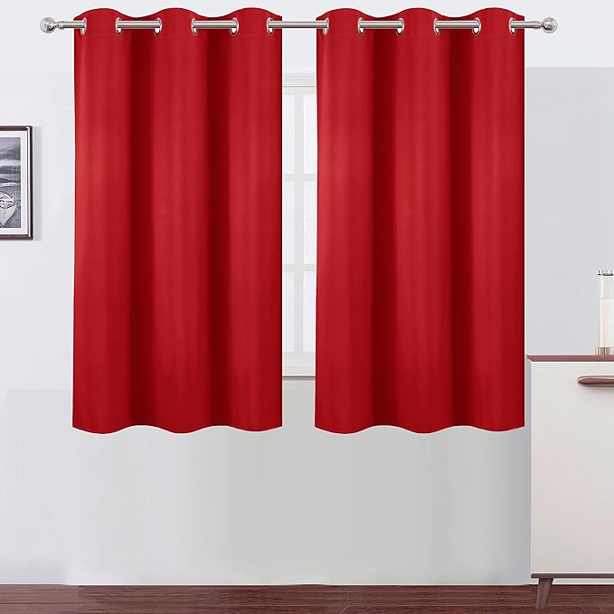 LEMOMO Blackout Curtains 38 x 54 inch/Bright Red Curtains Set of 2
