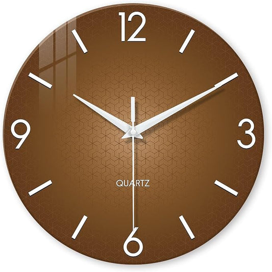 XFM Modern Wall Clock for Living Room Decor 20 Inch Large Brown Analog Wall