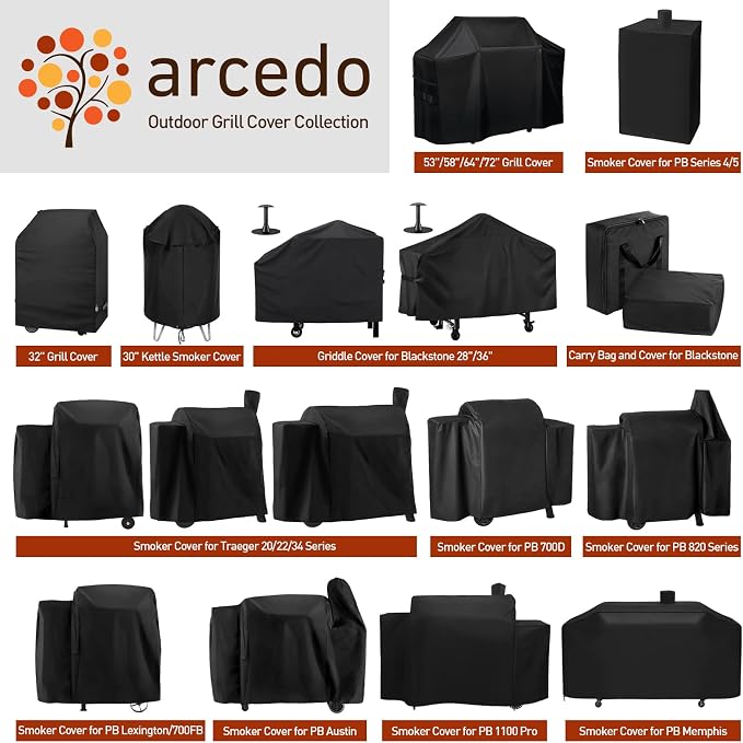 Arcedo Grill Cover Compatible with Pit Boss Memphis Ultimate and Smoke Hollow 4 in 1 Gas Charcoal Combo Grill, Heavy Duty Waterproof 75 Inch All Weather Protection Outdoor BBQ Cover