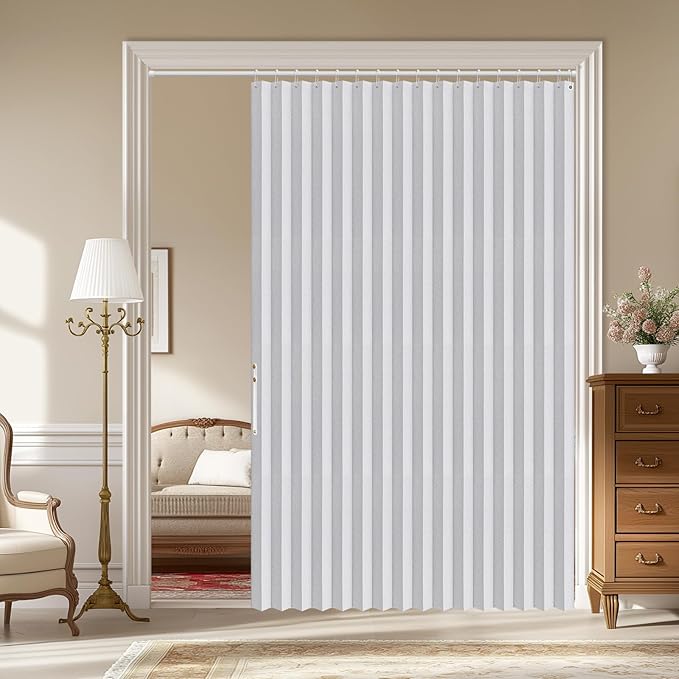 AJAZZ 100% Blackout Accordion Doors Interior Closet Curtain Magnetic Door