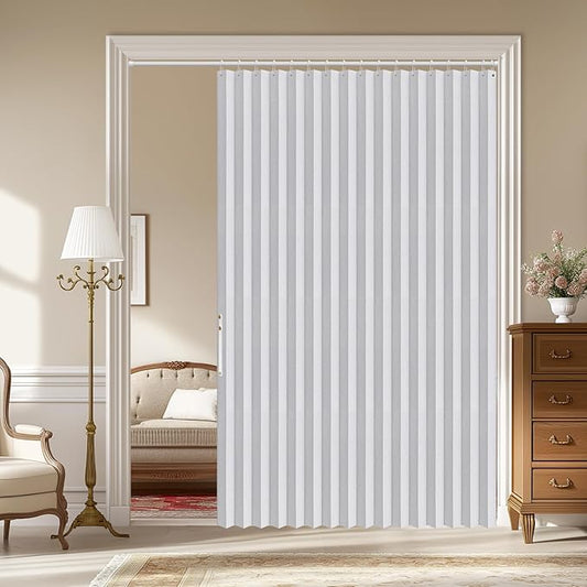 AJAZZ 100% Blackout Accordion Doors Interior Closet Curtain Magnetic Door