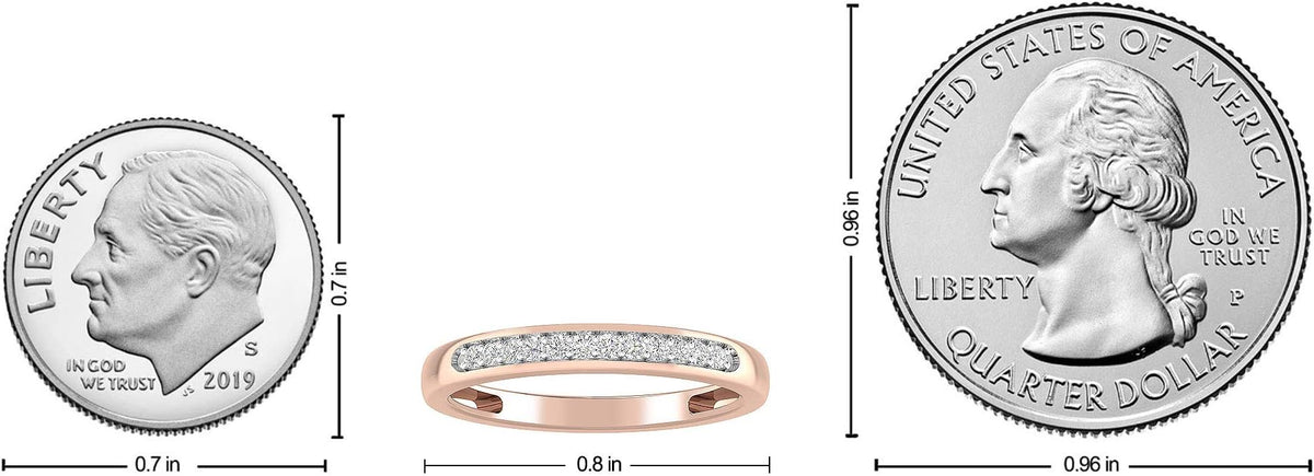 Inspereza 1/10 Carat 10kt Gold Round Diamond Petite Wedding Anniversary Stackable Band. (H-I Color, I2-I3 Clarity)