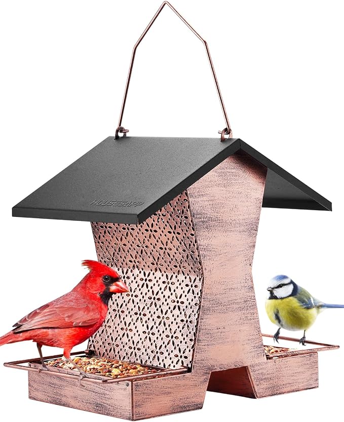 HouseSapp Bird Feeders for Outdoors Hanging - 2.4 LBs Metal Bird Feeder, House Shape Birdfeeders Attracting Wild Birds for Outside, Yard, Garden Decoration, Heavy Duty Platform