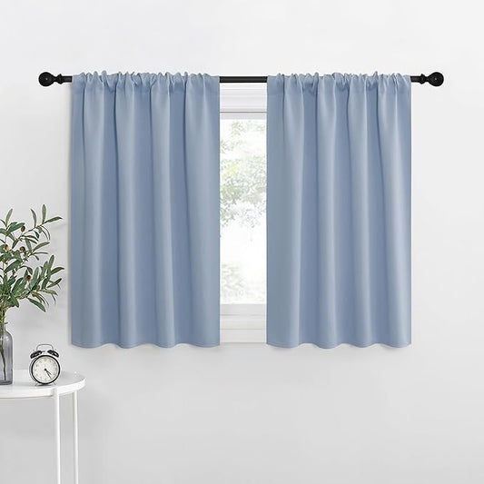 NICETOWN RV Blackout Curtains for Camper Windows, Vintage Blue, Short Blackout