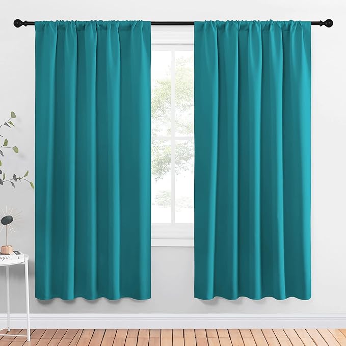 NICETOWN Peacock Blue Blackout Curtains Panels