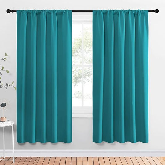 NICETOWN Peacock Blue Blackout Curtains Panels