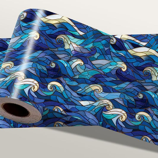 Blue Wave Wallpaper Border 196x4 Inch Peel and Stick Wall Border Self Adhesive