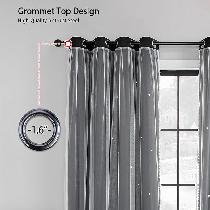 XiDi Room Darkening Curtains 84 inches Long, Unicorn Curtains