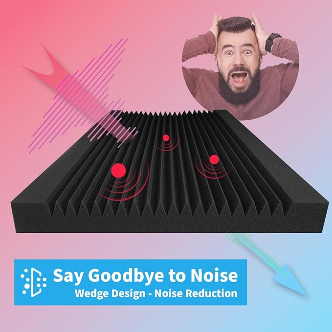 Art3d 4-Pack Wedge Design Acoustic Foam Panels, Quick-Recovery Noise Dampening