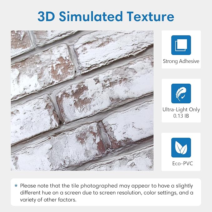 COMSTICKC 3D Faux Brick Peel and Stick Wall Covering, Small Size Thin PVC Self