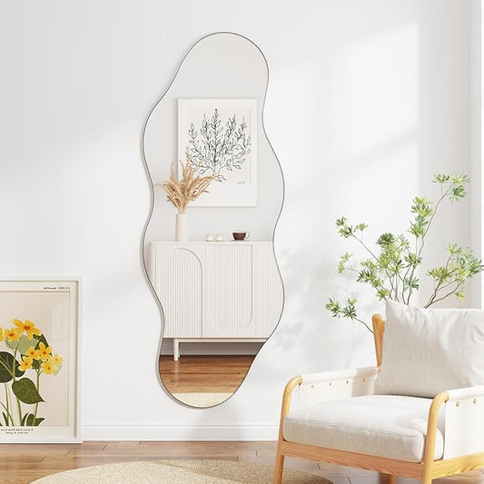 QDSSDECO Full Length Mirror 63"x24" Irregular Wall Mirror Cloud Frameless