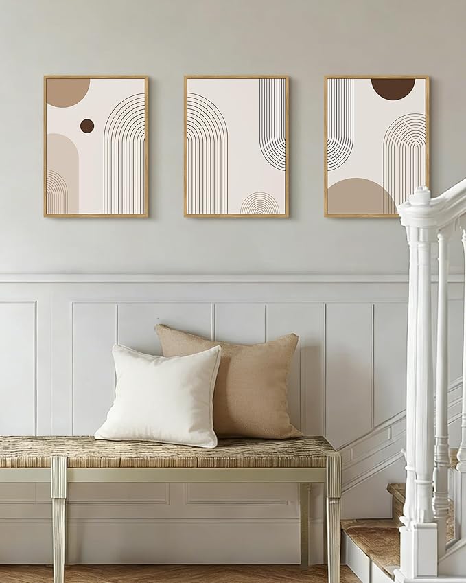 PHOPAGO Boho Wall Art Minimalist Bohemain Framed Wall Printing 11x14in Abstract