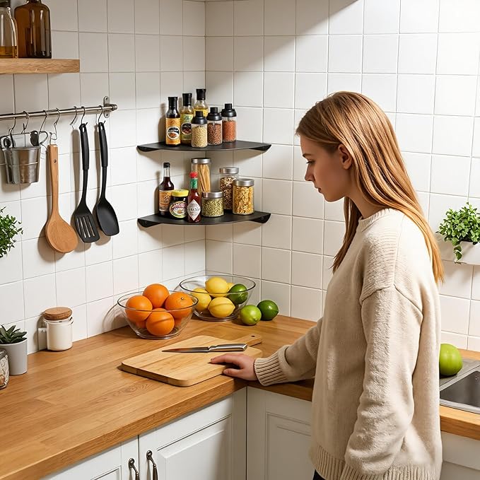 Corner Shelf Wall Mount, Floating Corner Shelves, Corner withs Wire Hole