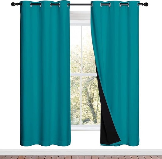NICETOWN Full Shade Curtain Panels, Peacock Teal, Pair of Thermal Insulated &