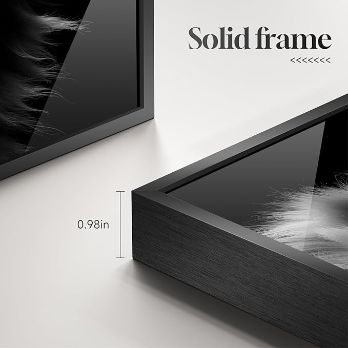 Framed Black and Gray Modern Wall Art, Contemporary Animal Portrait Prints