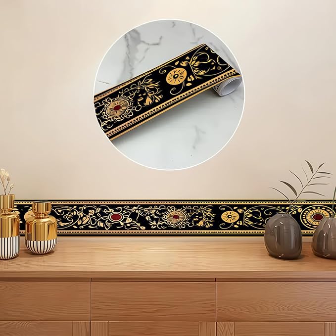 HOMETITUTE Wallpaper Border 4x196 Inch Peel and Stick Wall Border Wallpaper