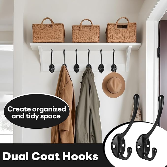 Wall Hooks for Hanging, 20-Pcs Heavy Duty Metal Coat Hooks, for Living Room