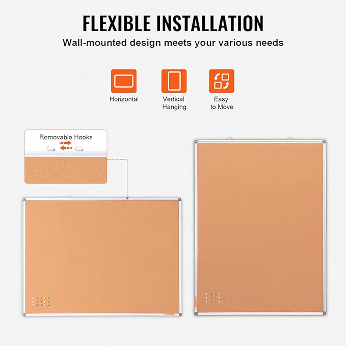 VEVOR 48"x36" Large Cork Board – Wall-Mounted Bulletin Board