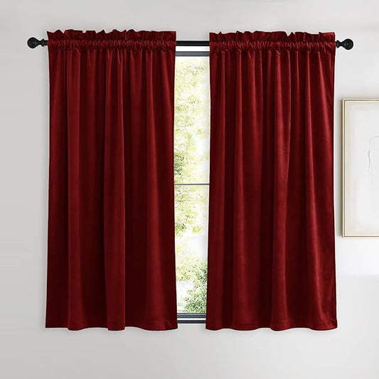 NICETOWN Red Velvet Curtains and Drapes 54 inches Long