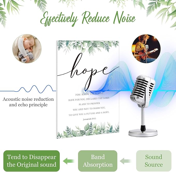 Sacubee 6 Pack Acoustic Christian Art Panels 12" x 16" Faith Hope Love