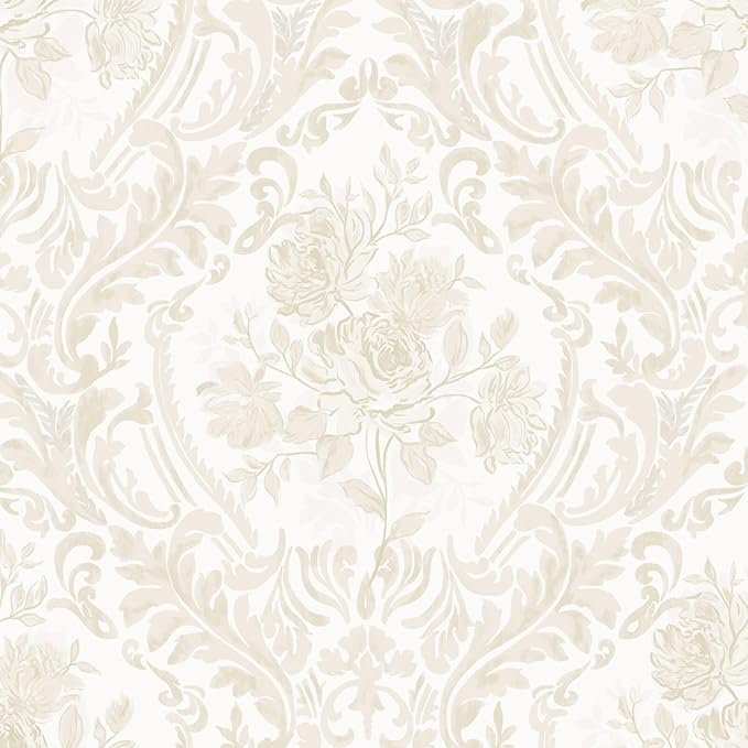 Ismoon Floral Peel and Stick Wallpaper Vintage Beige Contact Paper Boho