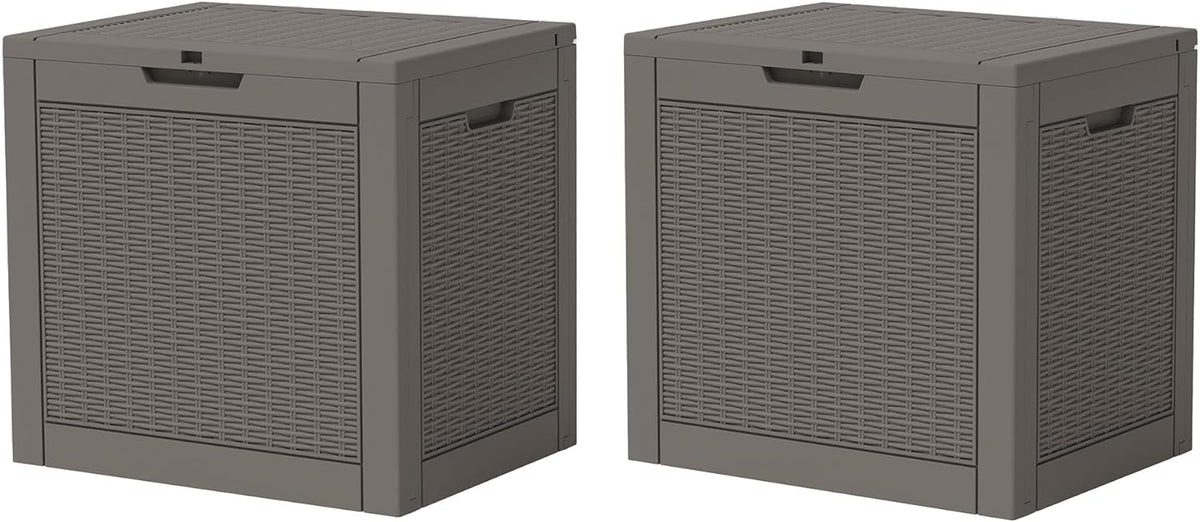 KAMABOKO 31 Gallon Outdoor Storage Box 2 Pack All-Weather Deck Box for Patio Furniture, Package Deliveries, Garden Tools, Pool Supplies & Cushions, Grey