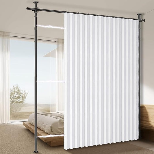 100% Blackout Room Divider Curtains Sets White W100 x L84 in 1 Panel No Drill