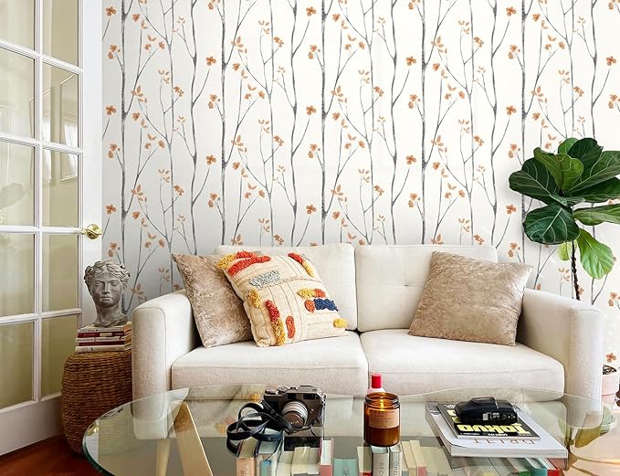 Timeet Peel and Stick Wallpaper Boho Floral Wallpaper Tree ContactPaper