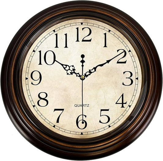 Vintage Wall Clock 13 Inch Quartz Silent Non-Ticking Analog Clock Battery