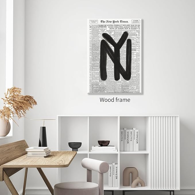 Black and White Newspaper Wall Art Vintage New York City Poster Trendy