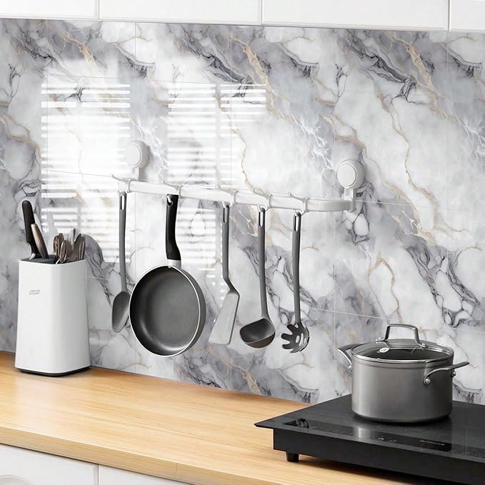 Chejiaye 22pcs Marble Peel and Stick Backsplash Surface Waterproof Wall Panels