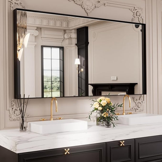 LOAAO Black Bathroom Mirror 84"X32"