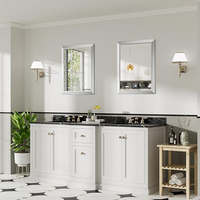 24x30 Inch Brushed Silver Bathroom Mirror