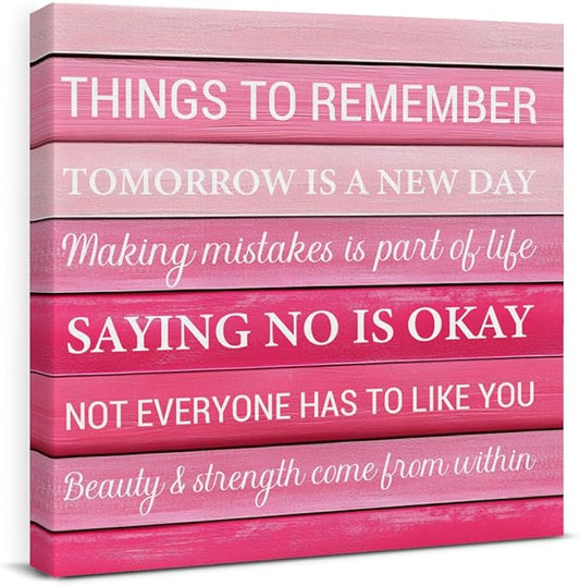 Inspirational Pink Wall Art Decor, Preppy Motivational Room Sign