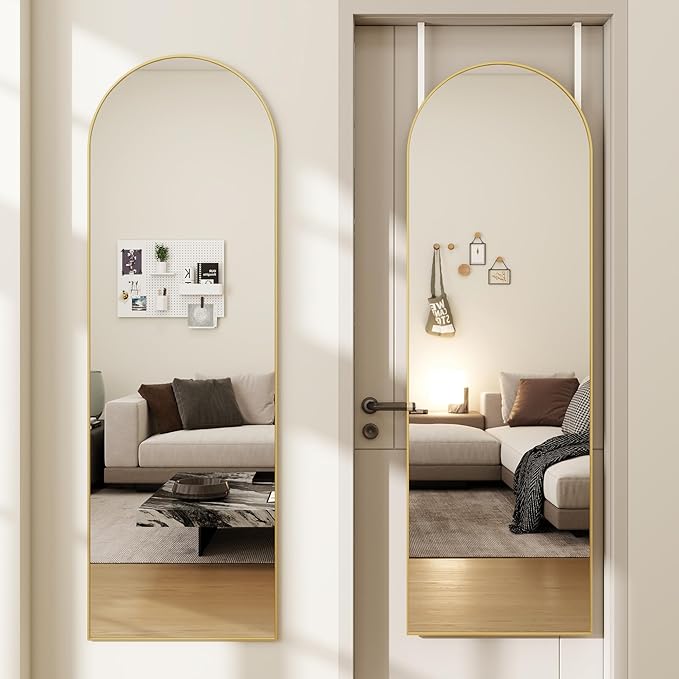 Arched Full Length Door Mirror 14x48, Metal Frame