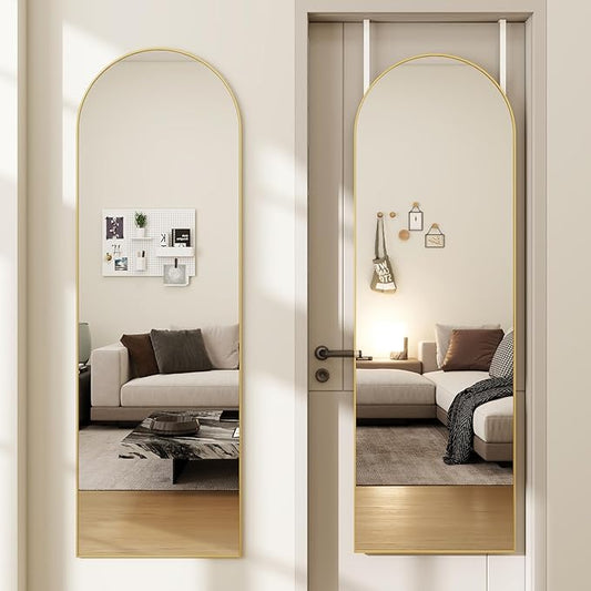 Arched Full Length Door Mirror 14x48, Metal Frame