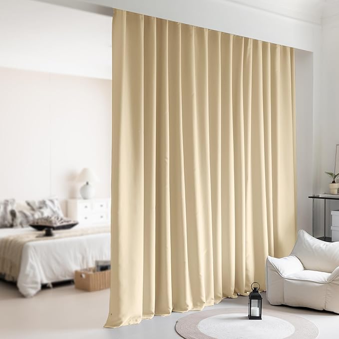 Room Divider with Blackout Ceiling Track Curtain, Extra Wide
