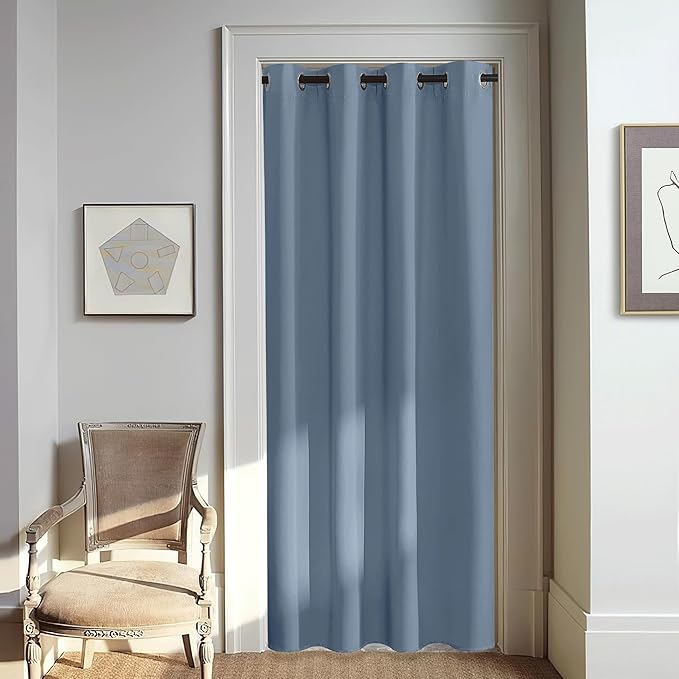 NICETOWN Stone Blue Blackout Doorway Curtain 80 inches Long