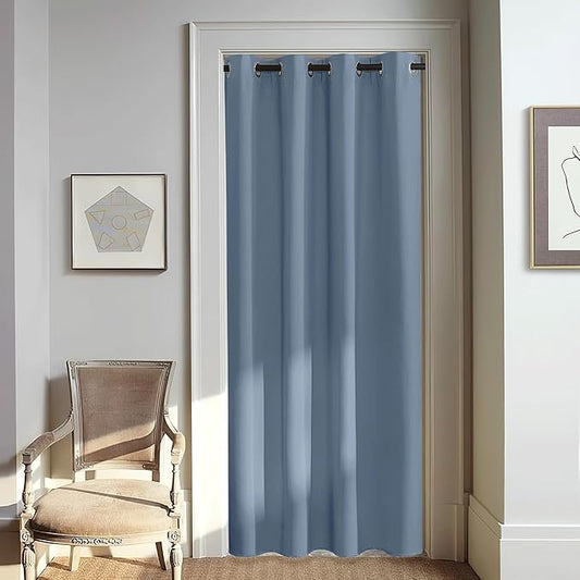 NICETOWN Stone Blue Blackout Doorway Curtain 80 inches Long