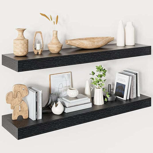 Heimlove Floating Shelves for Wall 36 Inches Long, 9.3" Deep Black Floating
