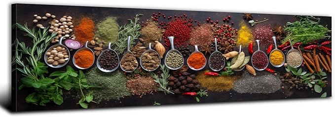 Large Colorful Kitchen Wall Art Spices Herb Food Picture