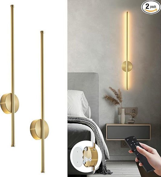 Battery Operated Modern Wall Sconces Set of Two, Rechargeable Wireless Wall