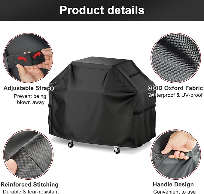 LBTING Grill Cover, 55-inch Heavy Duty 300D Oxford Waterproof Windproof UV Resistant BBQ Gas Grill Cover for Outdoor Barbecue Fit Most Brands Weber, Brinkmann, Char Broil, Holland