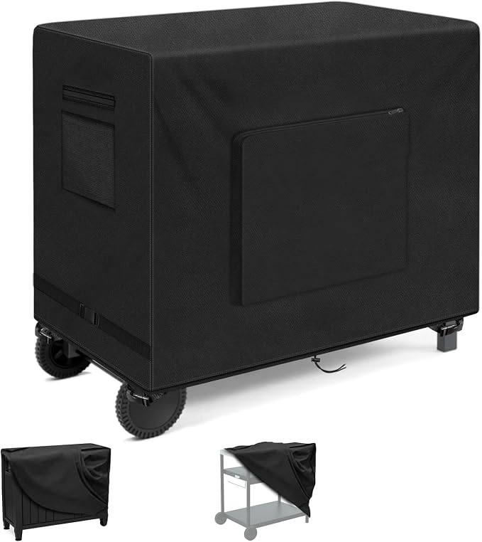 SIRUITON Outdoor Bar Cart Cover for 36 Inch Portable Outdoor Table, Heavy Duty 600D Oxford Fabric Outdoor Waterproof BBQ/Worktable Metal Movable Table Cover