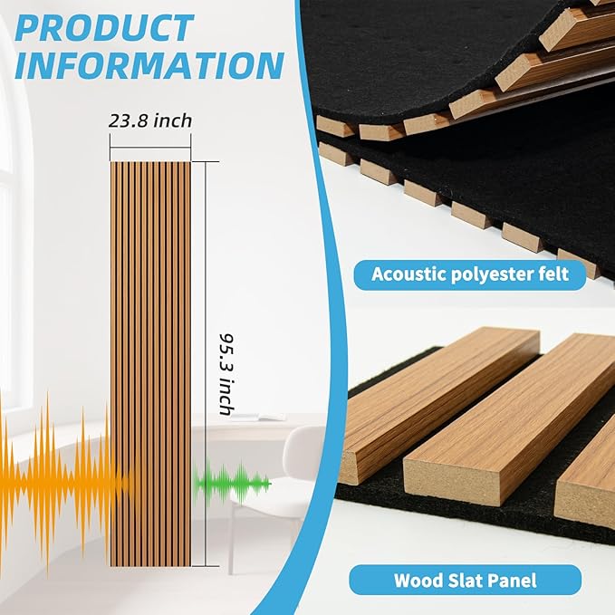 Art3d 1-Pack Acoustic Wood Slat Wall Panel